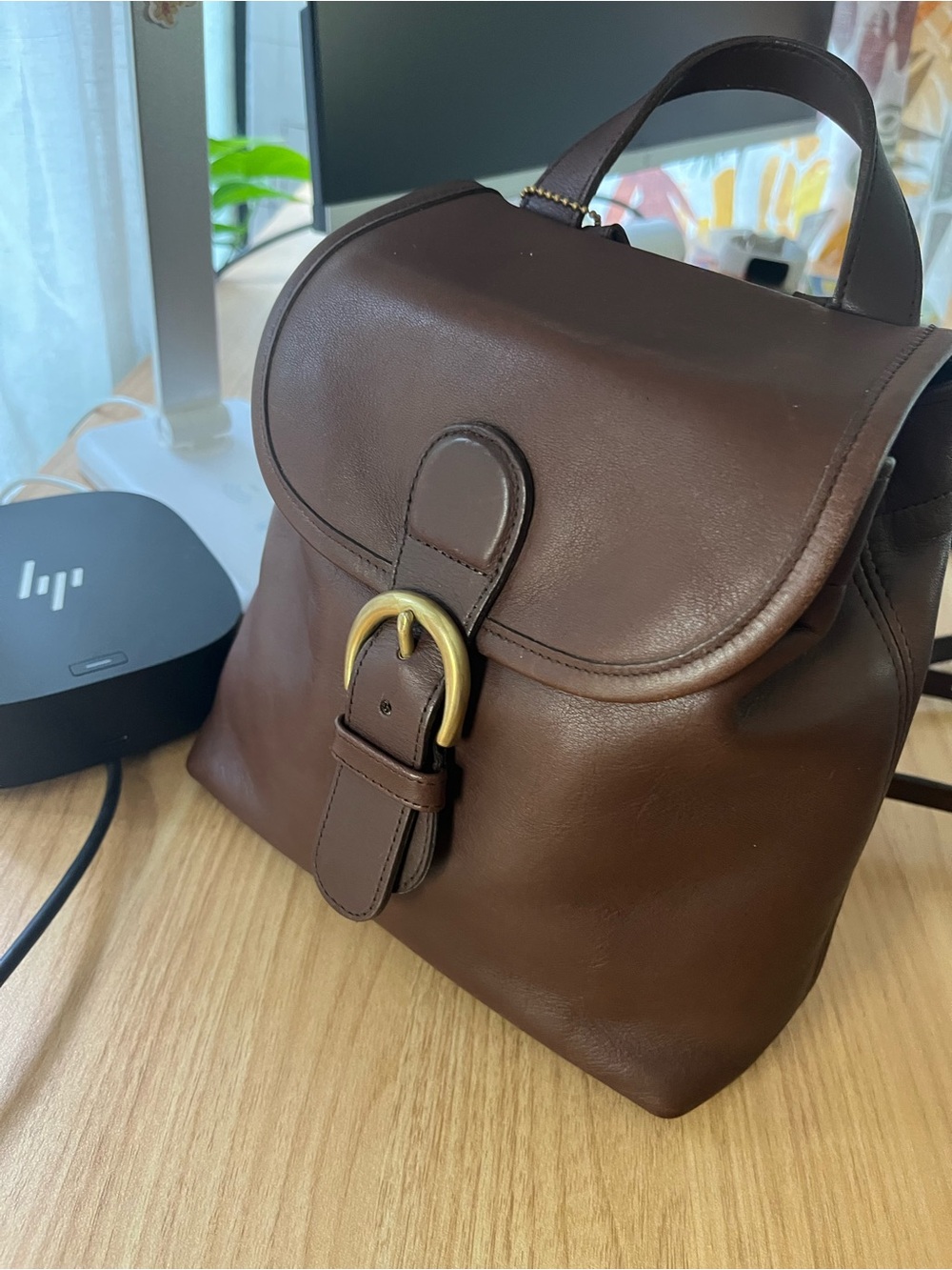 Coach Brown Leather Buckle Backpack vintage - Picture 2 of 11